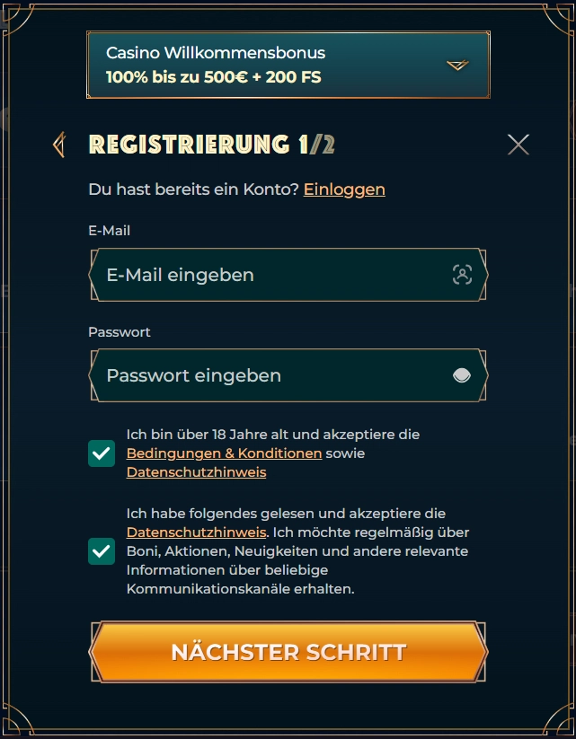 Registrierung in einem Online Casino ohne LUGAS